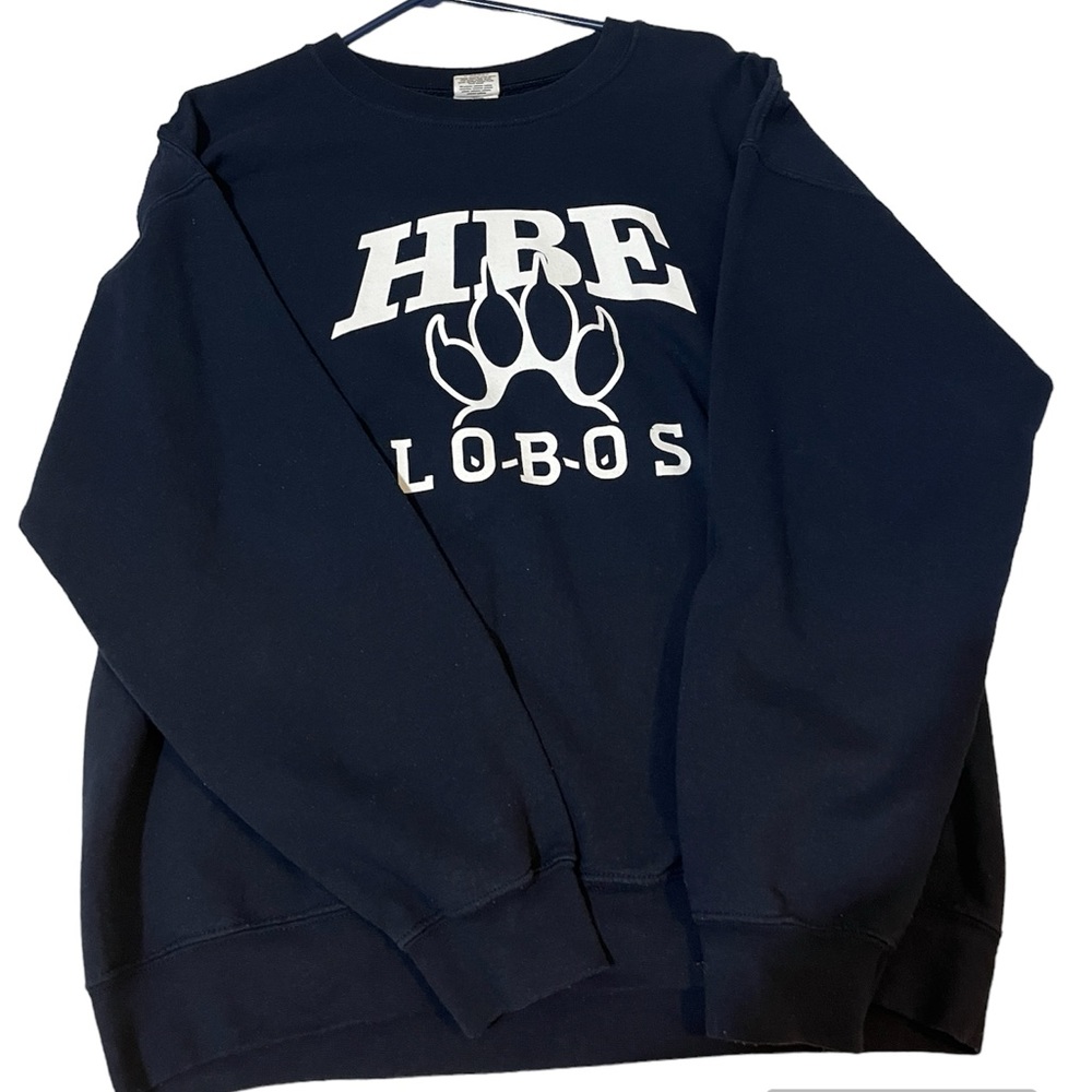 High School logo navy crewneck